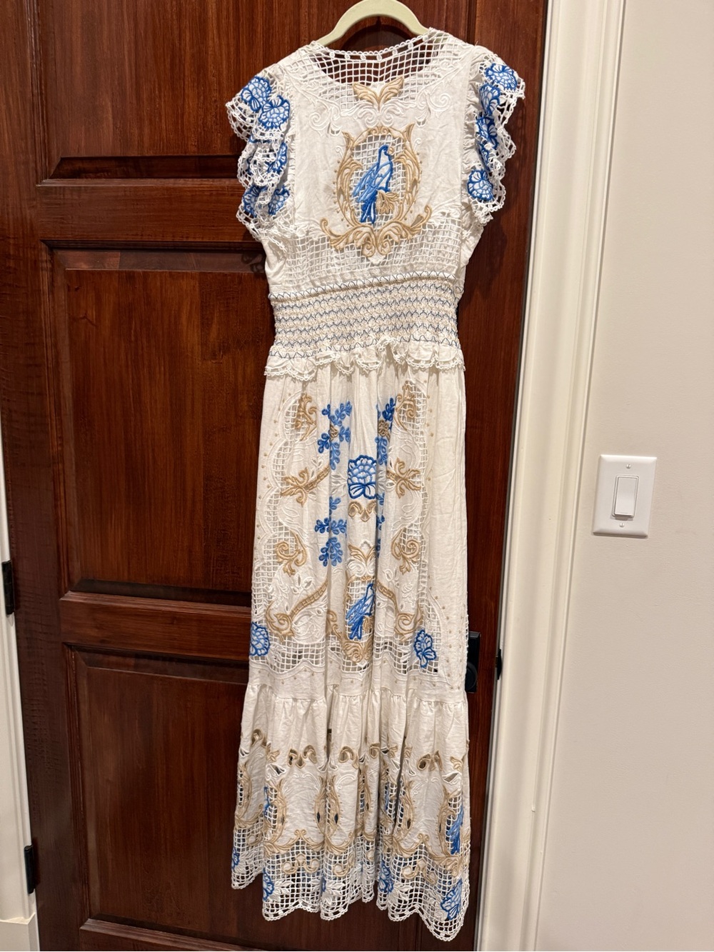 FARM Rio White Maxi Dress with Blue Floral Embroidery - Picture 10 of 11